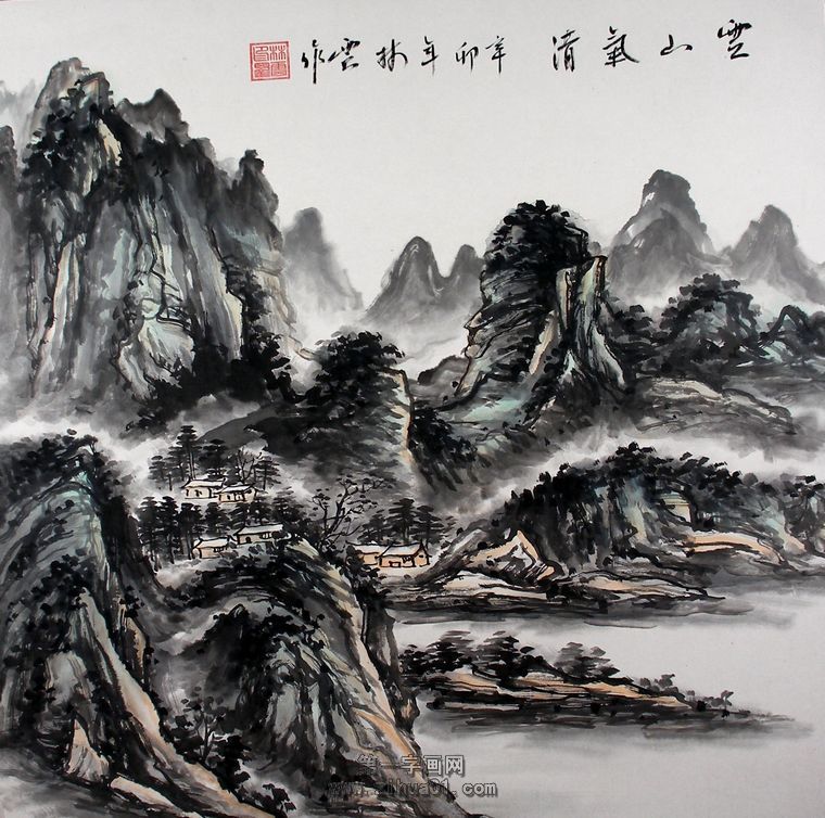 四尺斗方山水画