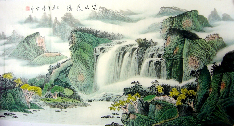 四尺横幅国画山水画作品