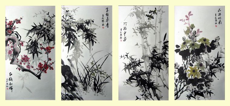 梅兰竹菊字画