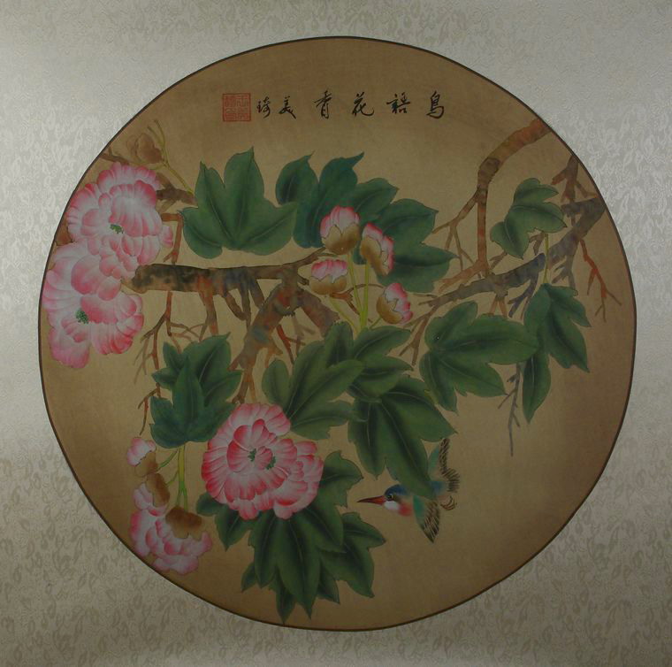 圆形工笔花鸟画