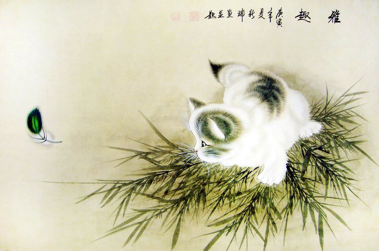 工笔画猫